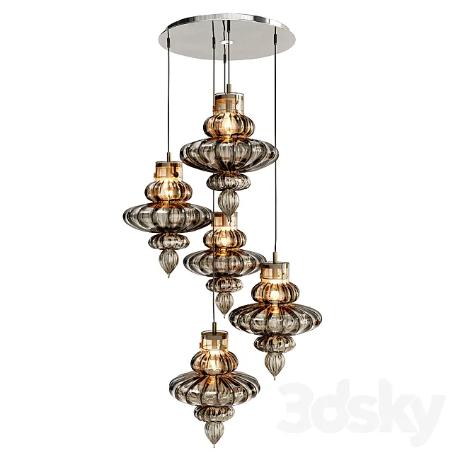 HEATHFIELD & CO BASILICA 5 LIGHT PENDANT 3DS Max Model