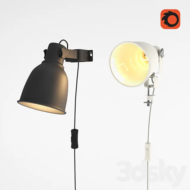 HEKTAR Wall mounted spotlight _ lamp with clip 3ds Max