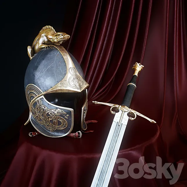 helmet and sword 3DS Max Model