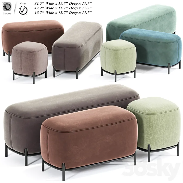 Hemlock Ottoman 3DS Max