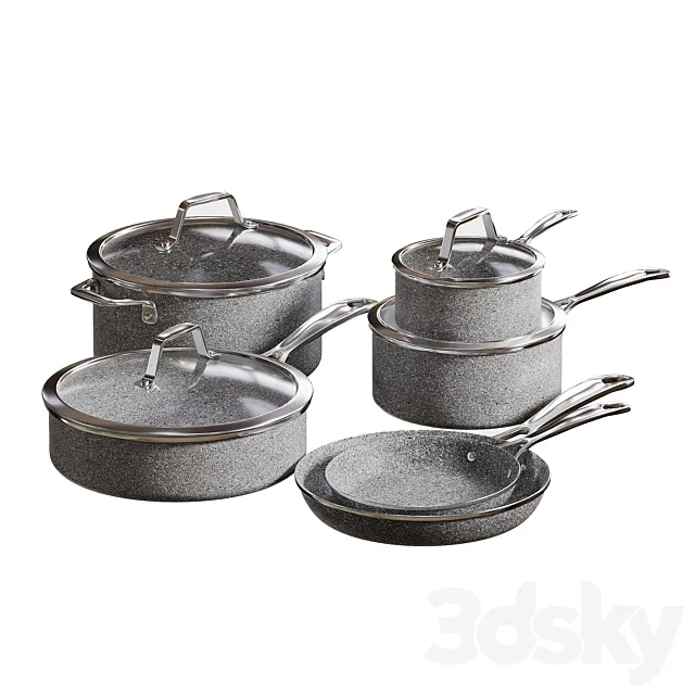 Henckels 10 Piece Aluminum Non Stick Cookware Set 3dsMax Model