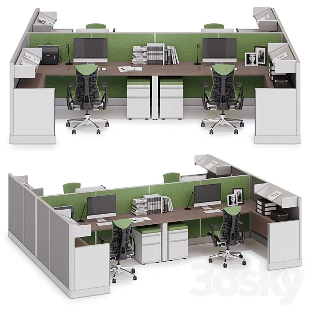 Herman Miller Action Office System (v8) 3DS Max Model