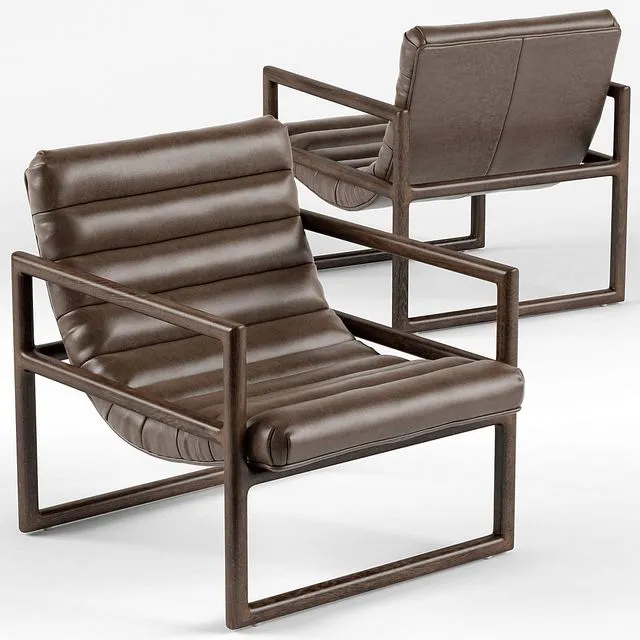 Herold Scoop Channel Brown Leather Armchair 3dsMax Model