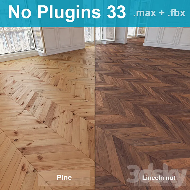 Herringbone parquet 33 (2 species without the use of plug-ins) 3DS Max