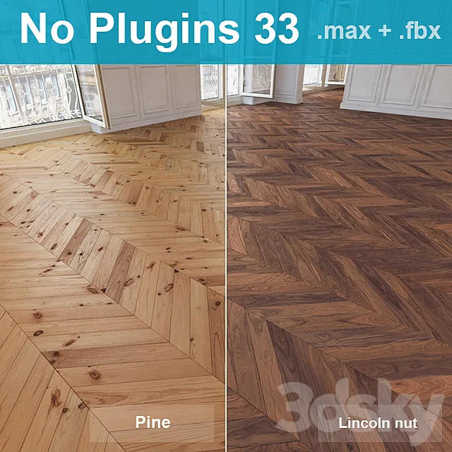 Herringbone parquet 33 (2 species. without the use of plug-ins) 3DSMax File