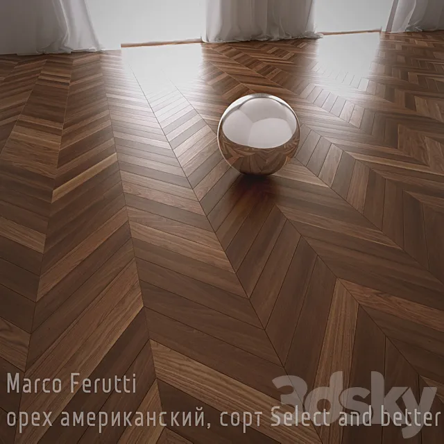 Herringbone parquet French Marco Ferutti engineering board American walnut 3ds Max