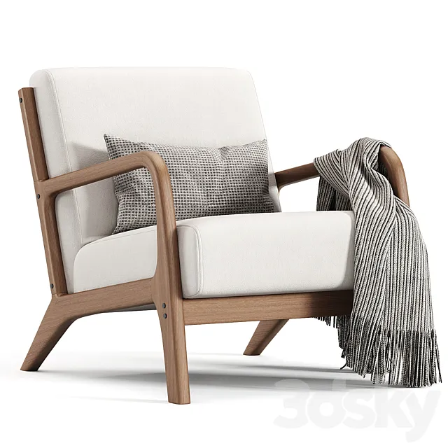 Hertford Upholstered Linen Blend Accent Chair 3ds Max