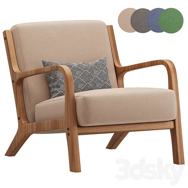 Hertford Upholstered Linen Blend Accent Chair 3dsMax Model