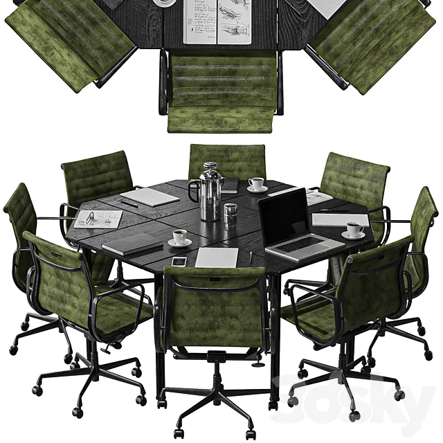 hexagon conference table 3ds Max
