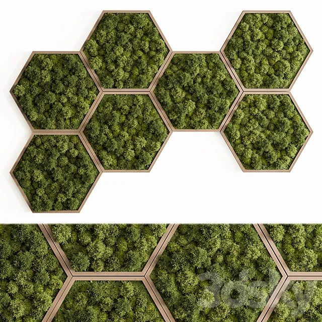 Hexagon Green Wall Panel – Set 79 3DS Max Model