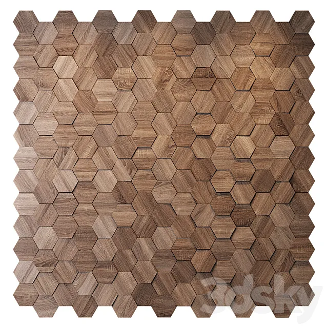 Hexagon wood panel 3ds Max