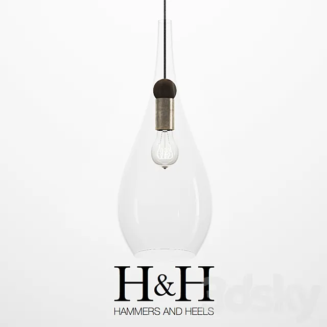 H&H – Blown Glass & Wood Teardrop Pendant 3DS Max Model