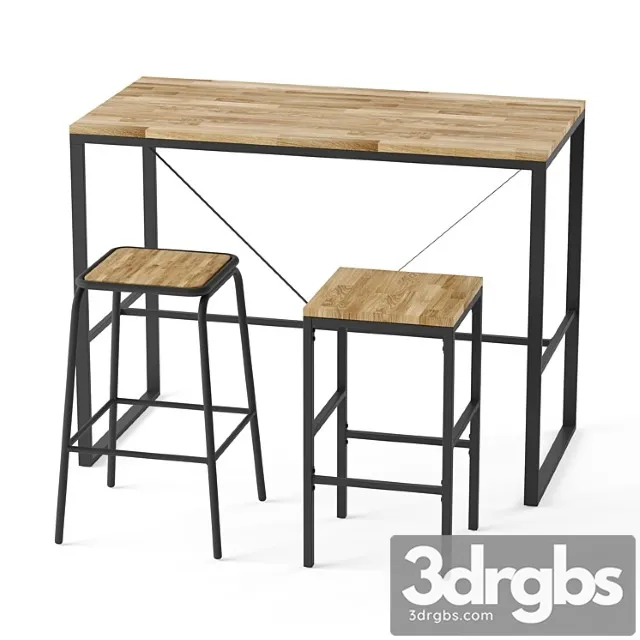 Hiba bar or counter stool and table set 1 2 3dsmax Download