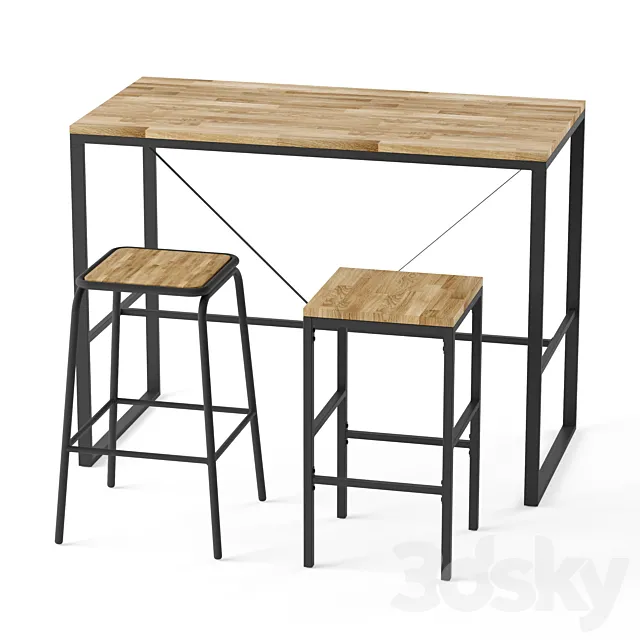 Hiba bar or counter stool and table set 1 3DS Max Model