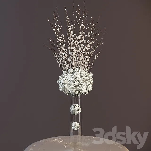 High bouquet in a glass vase 3ds Max