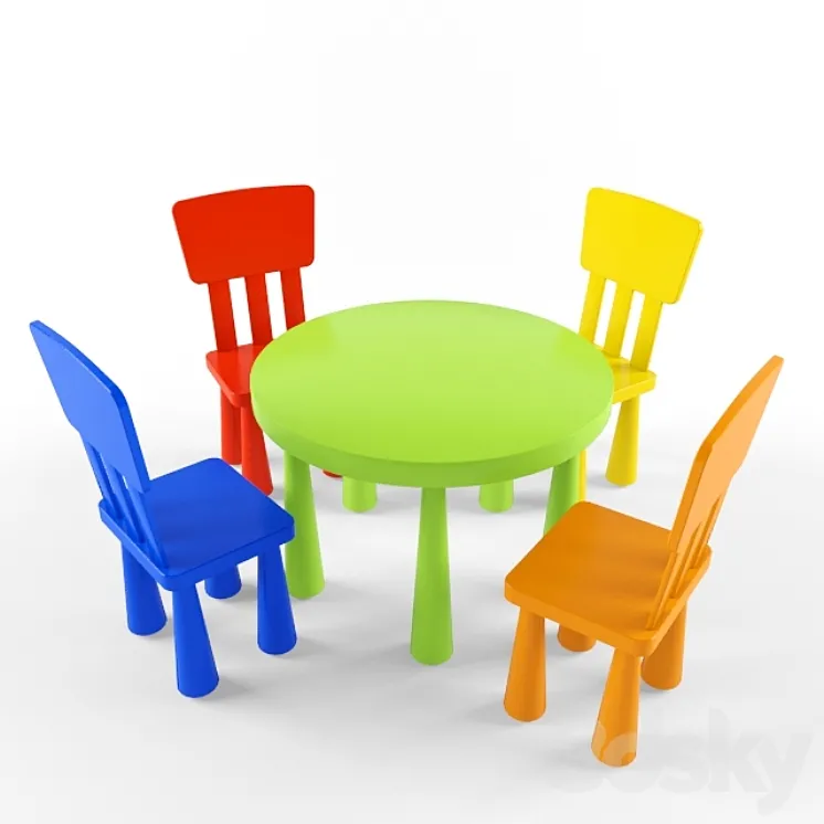 Highchairs and table IKEA 3DS Max