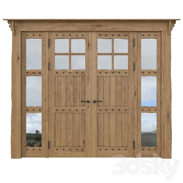 Hinged wooden door made of solid pine 3ds Max