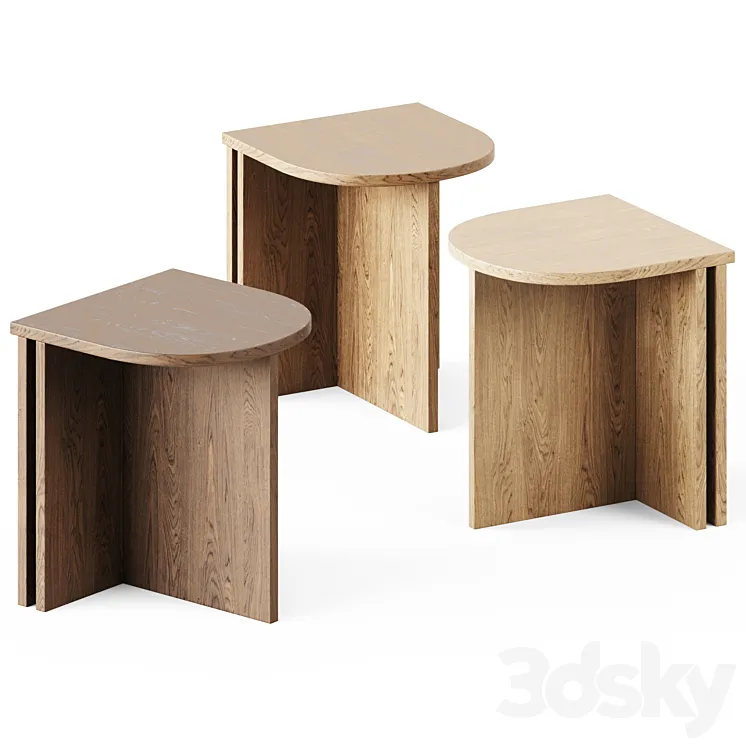 Hinoki Wood Round Side Table by The Citizenry 3DS Max Model