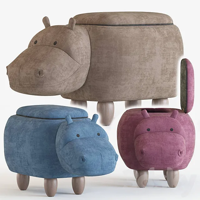 Hippo children’s storage stool 3ds Max