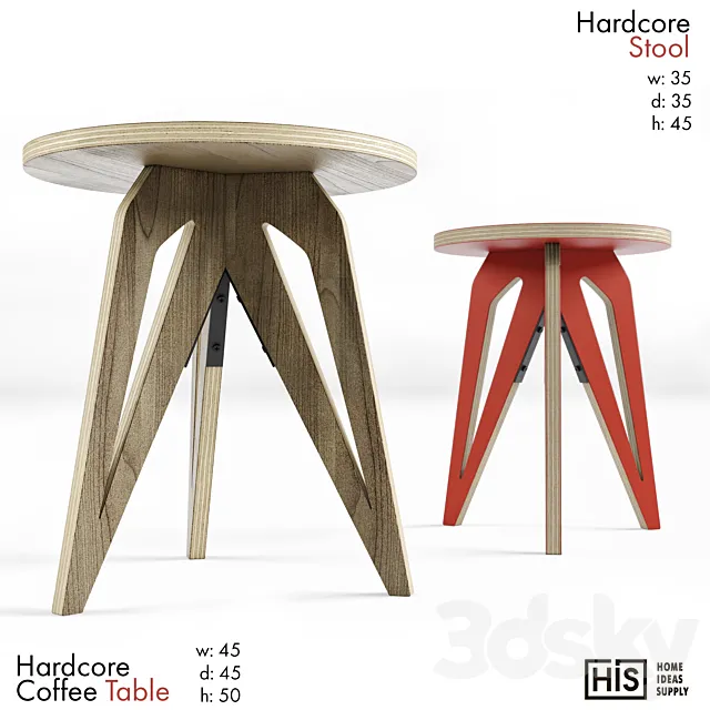 HIS – Hardcore Stool and Coffee Table 3DSMax File