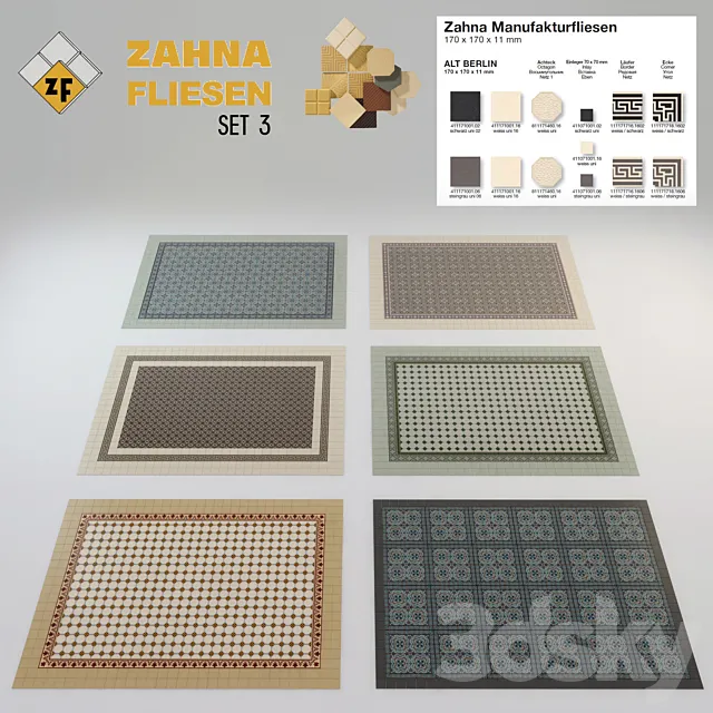 Historical tile Zahna Set 3 3DSMax File