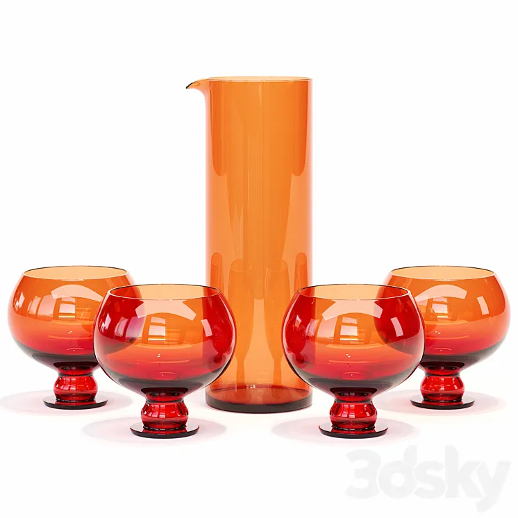HKliving \/ Funky Orange Glassware Set 3DS Max