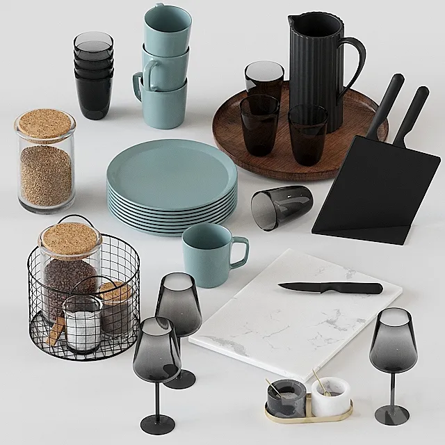 H&M decorative set for the kitchen 3DS Max Model