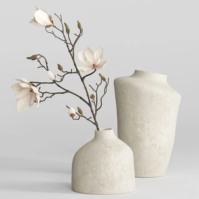H&M vases with magnolia branch 3dsMax Model