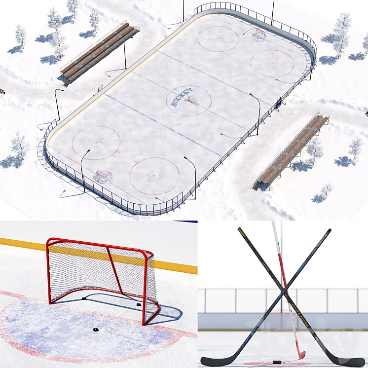 Hockey field 3DS Max
