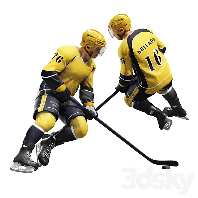 Hockey player. Position 1 3DS Max Model