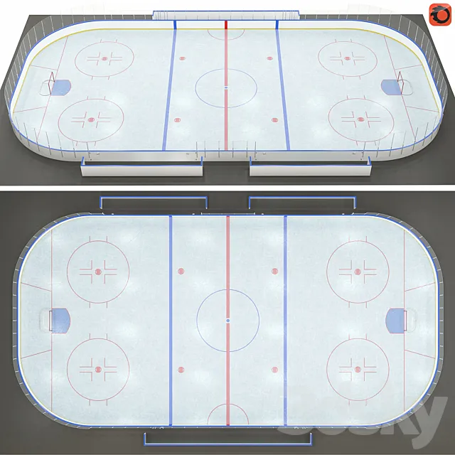 Hockey rink 20×40 m. 3ds Max