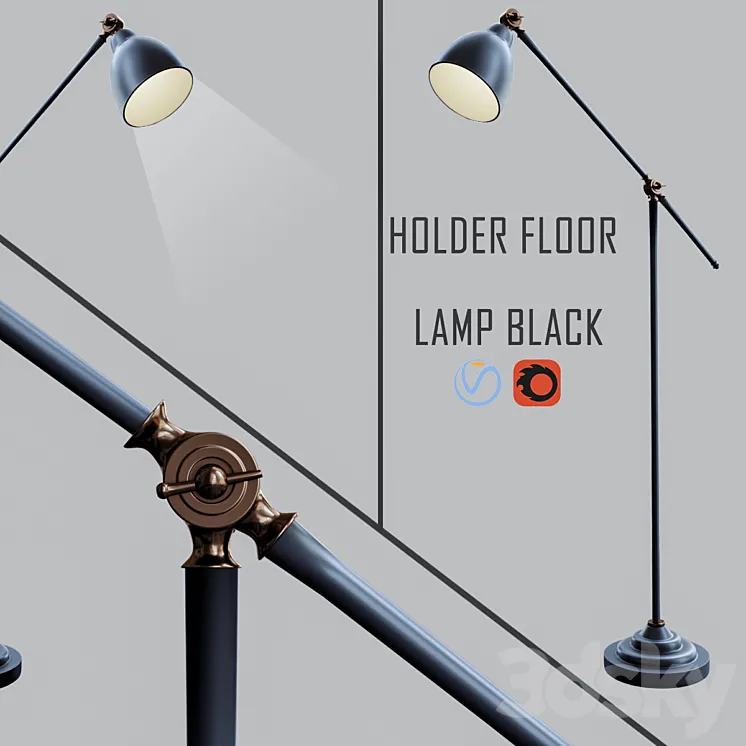 Holder Floor Lamp Black 3DS Max