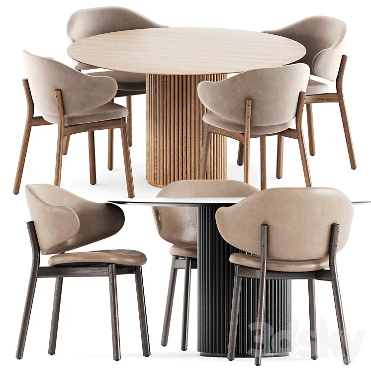 Holly chairs by Calligaris and Palais Royal table by Asplund 3DS Max