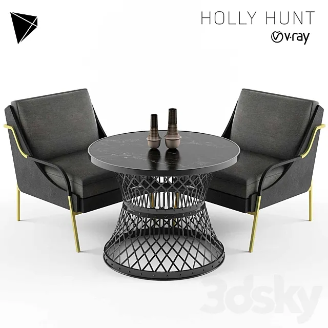 Holly Hunt Harlow Lounge Chair Set 3DS Max Model