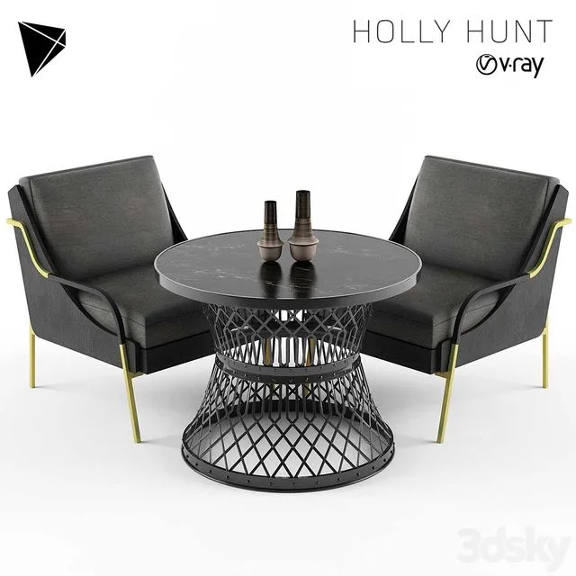 Holly Hunt Harlow Lounge Chair Set 3dsMax Model