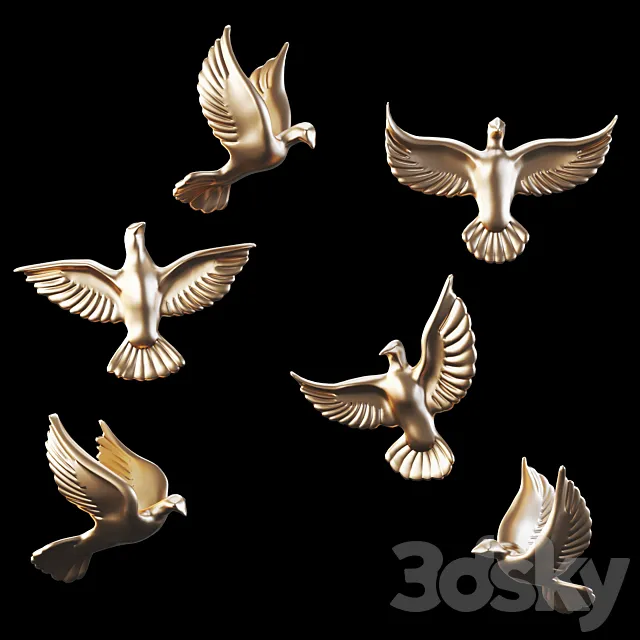 Homary 6 Pieces Set Flocking Birds 3DS Max Model