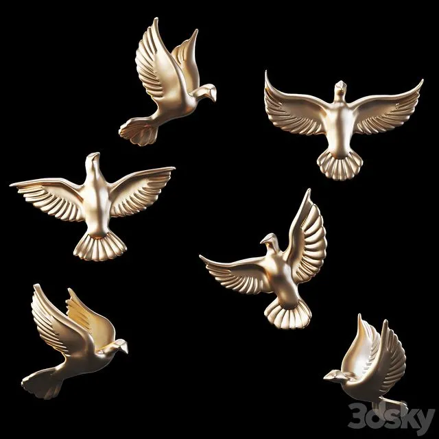 Homary 6 Pieces Set Flocking Birds 3dsMax Model