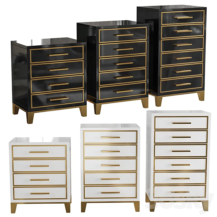 Homary-Chest of Drawers Mid-Century 5 Drawer Accent Chest 3DS Max Model