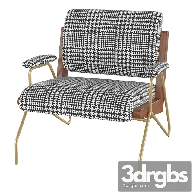 Homary-houndstooth accent chair modern linen upholstered accent chair modern chair in gold legs
