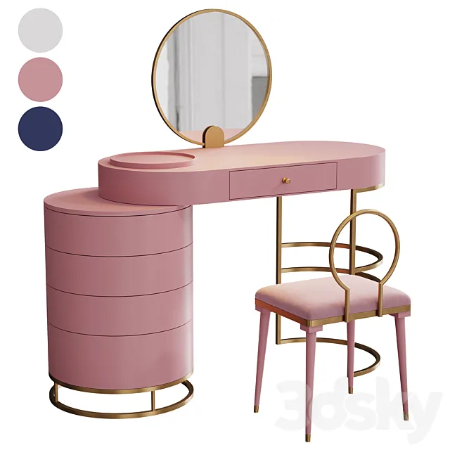 Homary Makeup Vanity Dressing Table 3 Colors 3ds Max