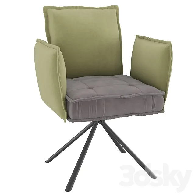 Homary-Modern Upholstered Velvet Accent Chair Soft Chair in Carbon Steel Legs 3DS Max Model