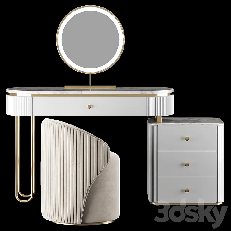 Homary Oboval Modern Makeup Vanity Table 3DS Max Model