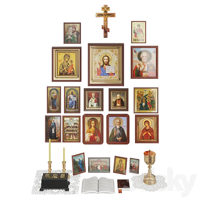 Home altar icons set 3ds Max