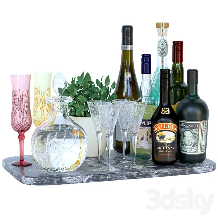 Home bar alcohol collection 3DS Max
