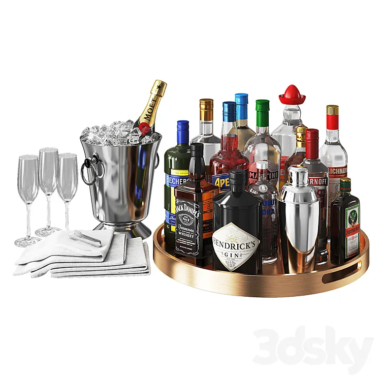 Home Bar Beverage Set 1 3DS Max