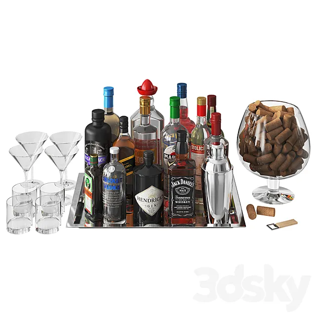 Home Bar Beverage Set 2 3ds Max