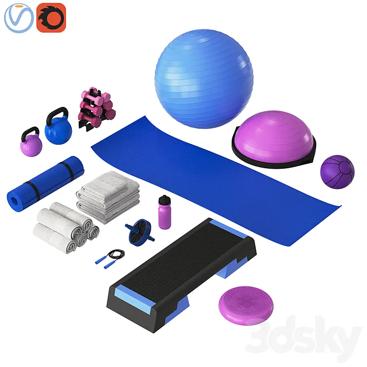 Home fitness set 3DS Max