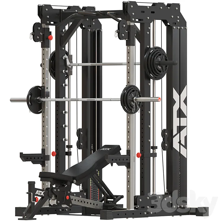 Home Gym ATX_Smith Cable Rack Weight Stack 3DS Max Model