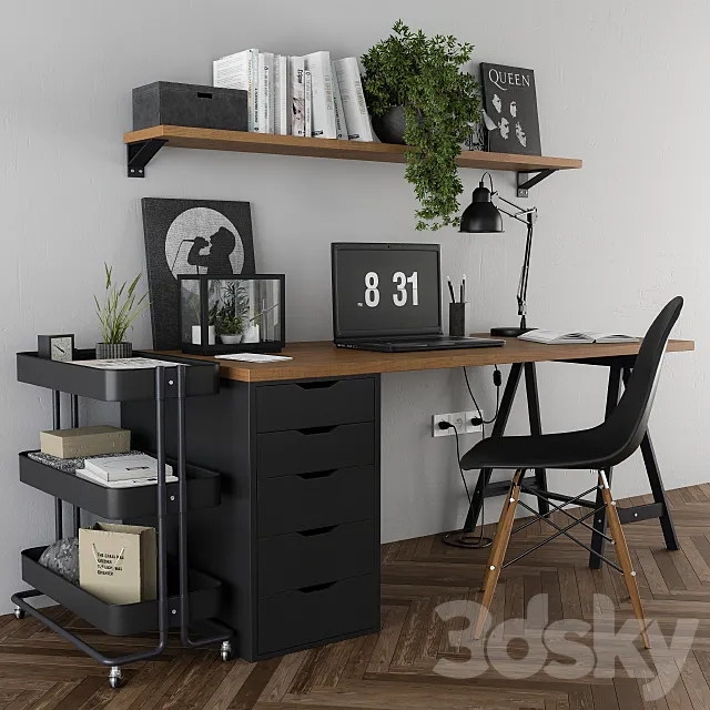 Home office ikea set Black 3ds Max