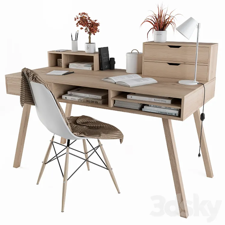 Home Office Table Wooden 3DS Max